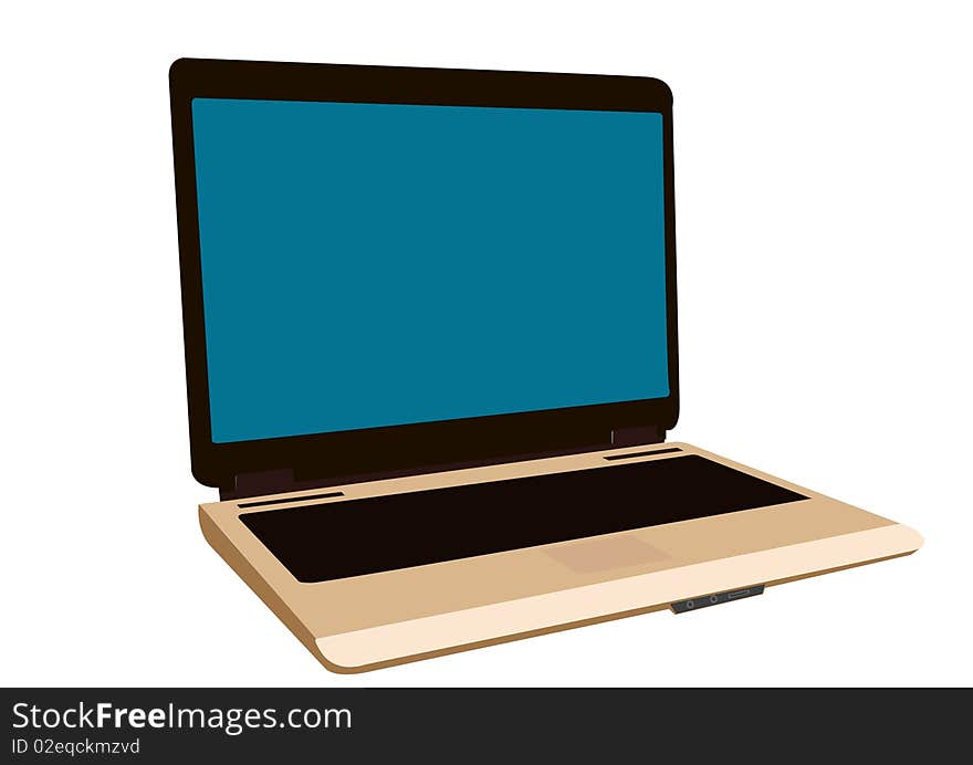 Illustration of the laptop located on white background