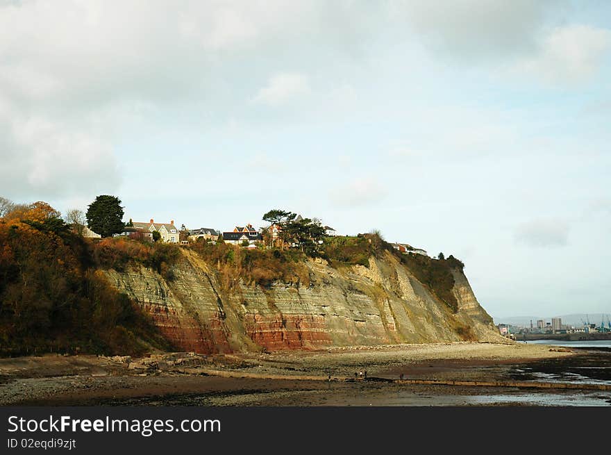 Coast of Penarth in wales, horizontally framed shot