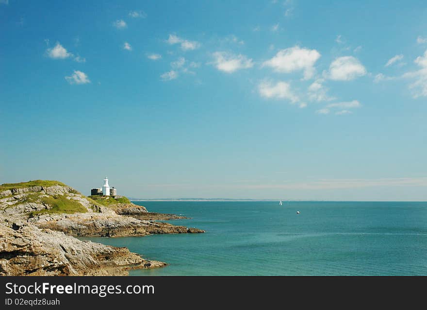 Swansea and lighthouse