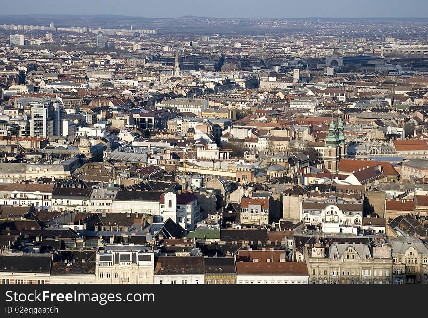 Budapest landscape from citadella gelért