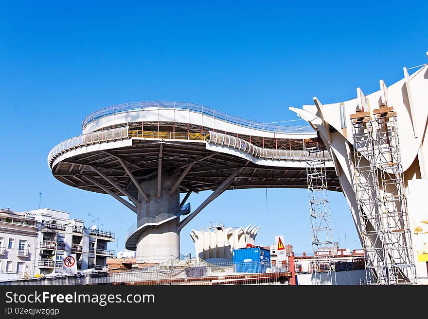 A modern parking being built in Seville, Spain. A modern parking being built in Seville, Spain