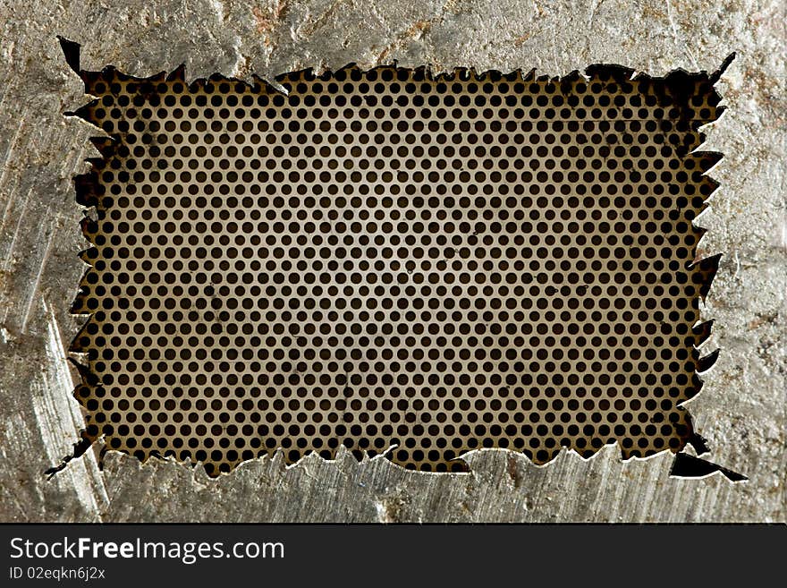 Metal frame, an abstract grunge background