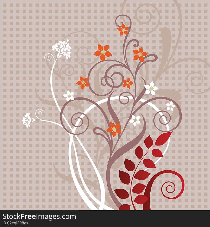 Decorative floral greeting card vector illustration