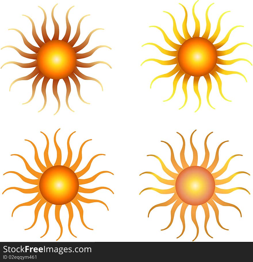 Set of sun in different colours