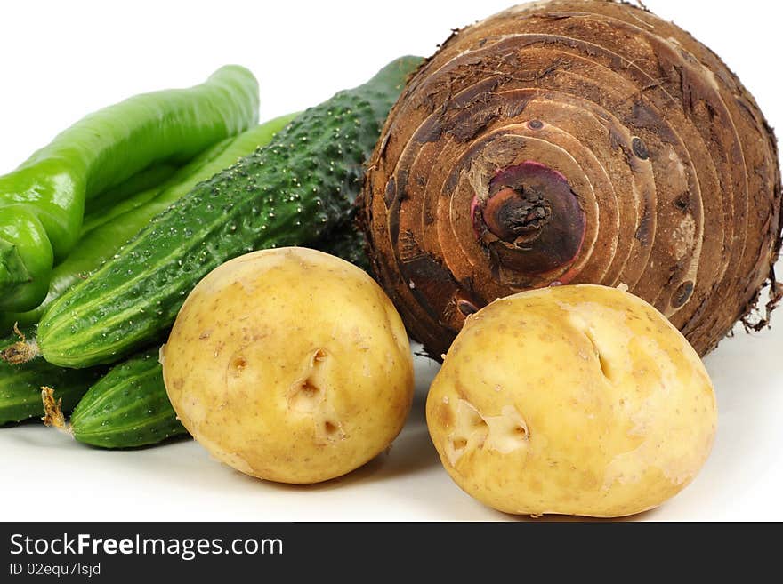 Fresh vegetables isolated on white