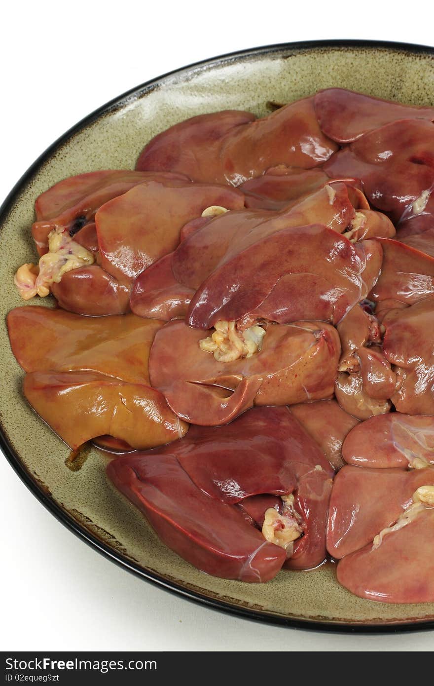 Fresh chicken liver isolated on the whitze background