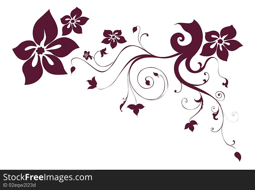 Drawing of flower pattern in a white background