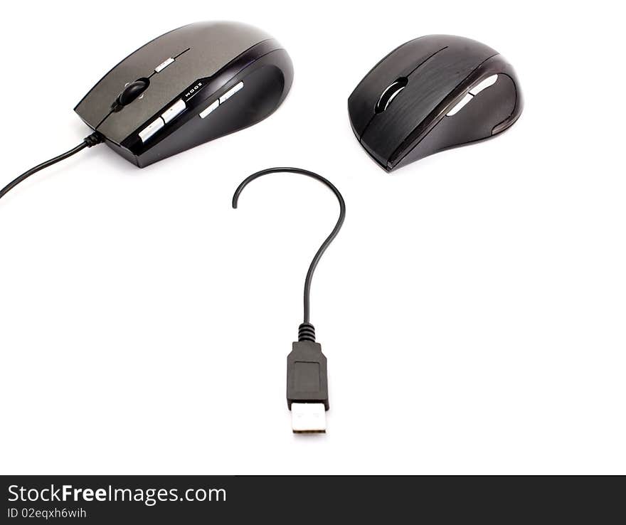 Wireless mouse and mouse with a wire.