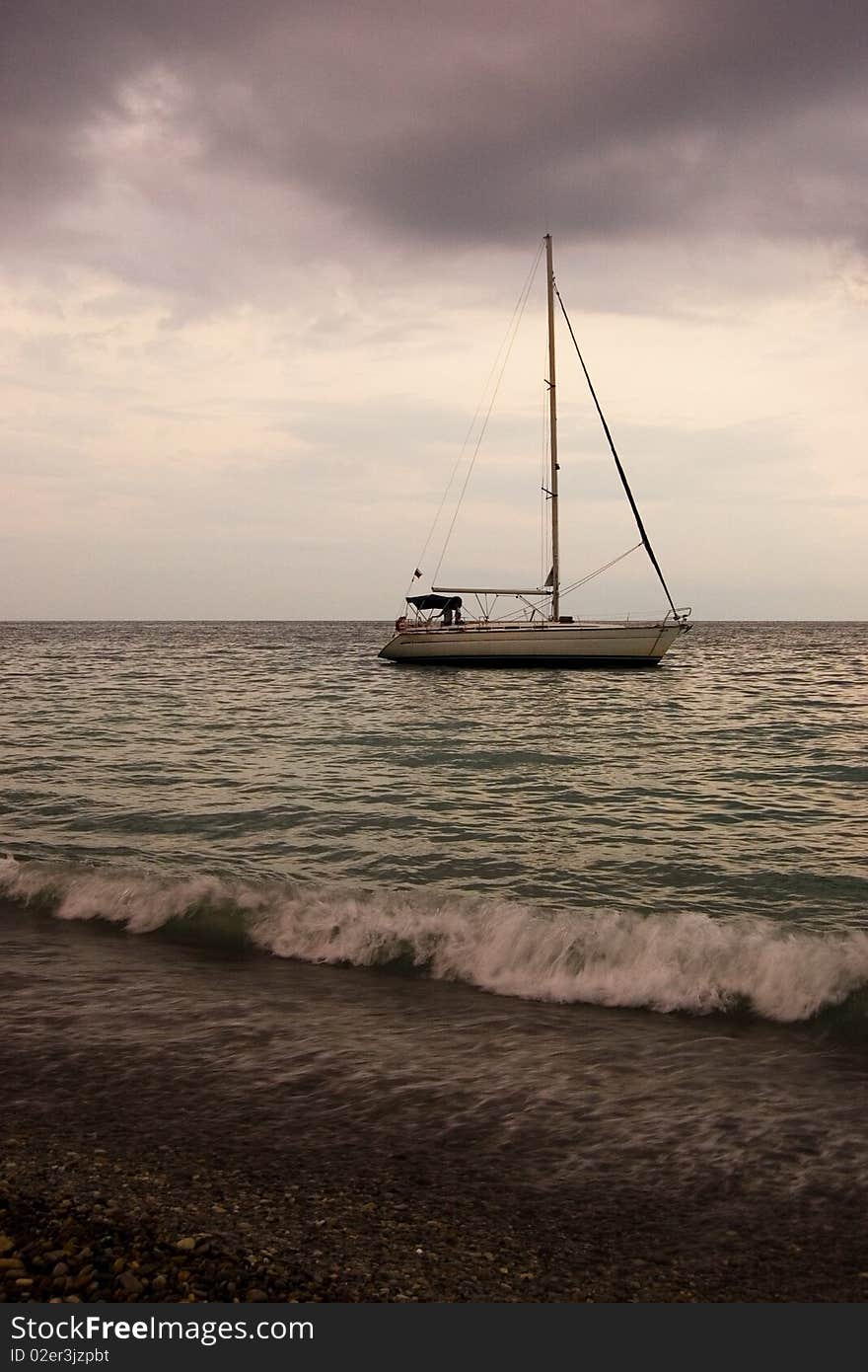 Boat in cloudy weather