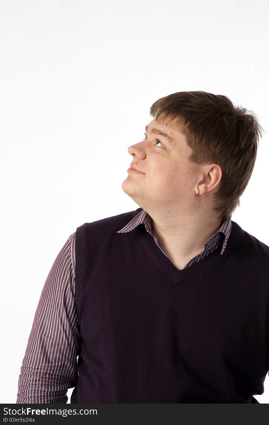 Portrait of a young man on a white background