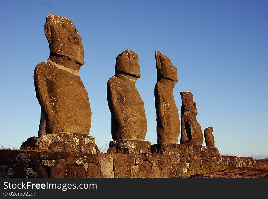 Moai in easter island chile