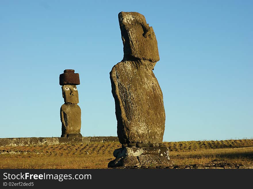 Moai in easter island chile