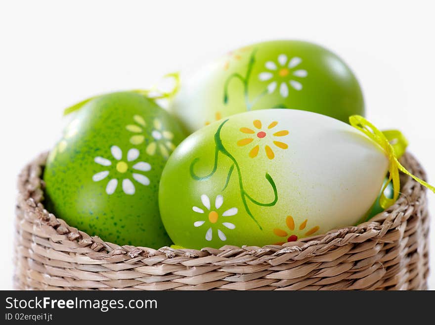 Easter eggs on white background