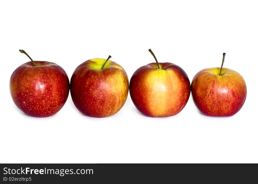 Four apple isolated on a white background