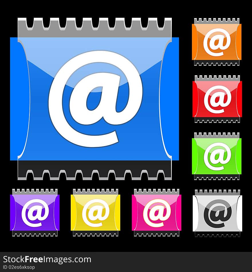 Set of rectangular  buttons with e-mail icon. EPS10. Set of rectangular  buttons with e-mail icon. EPS10