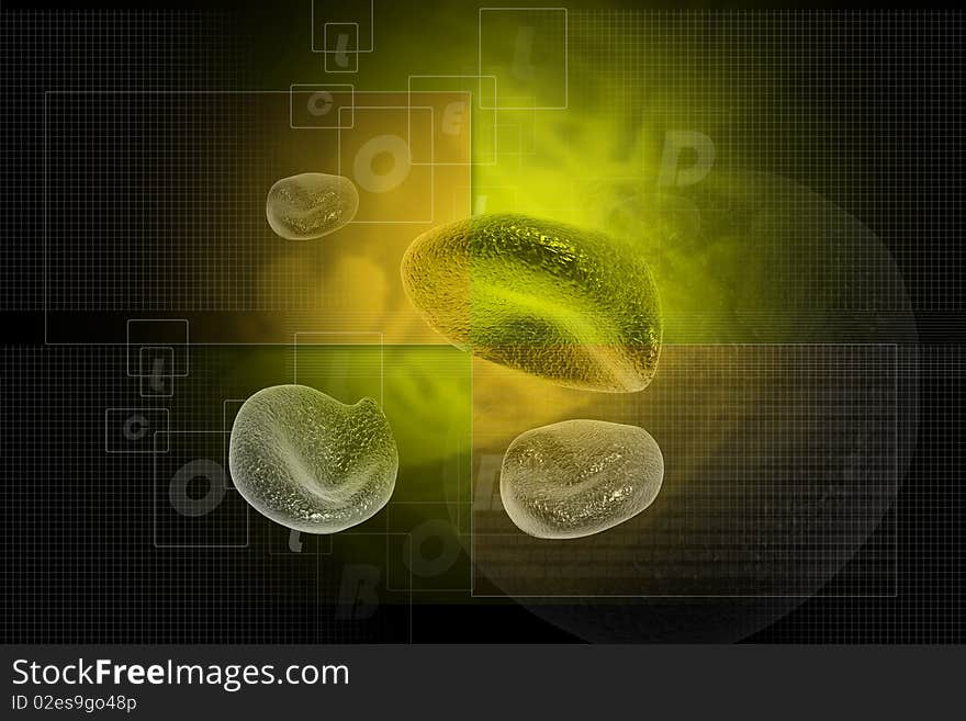 Digital illustration of blood cell in 3d on digital background