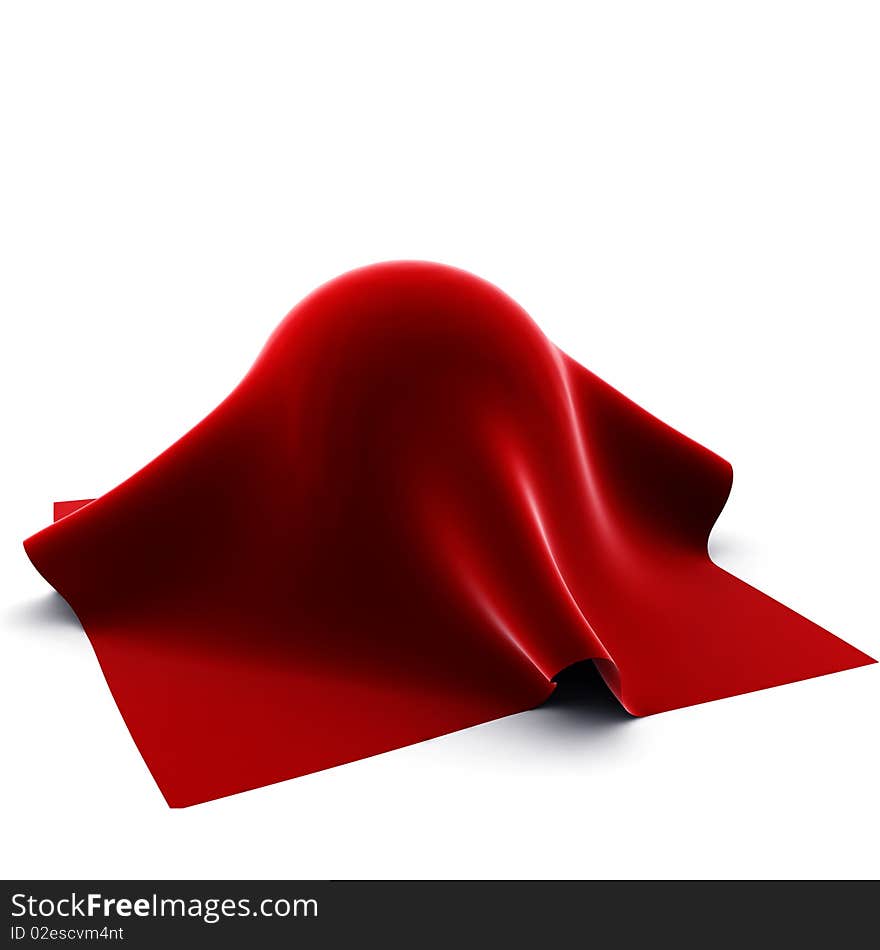 3d render of red cloth on ball on white