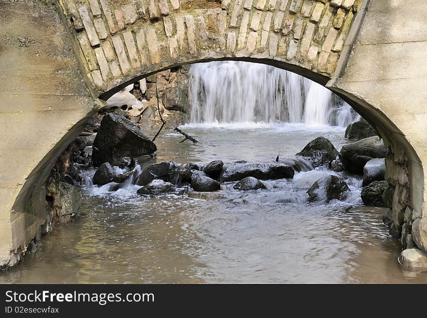 Ancient water-mill in spring