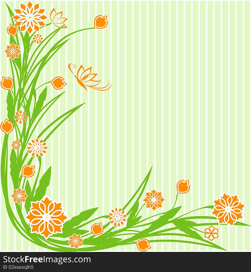 vector illustration of a green floral ornament