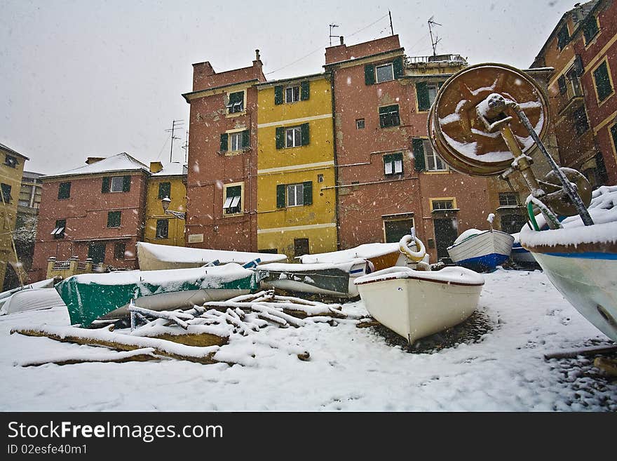 Snow by the sea