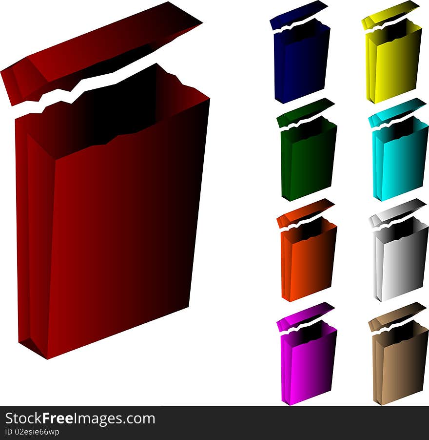 Vector open box isolated colored. Vector open box isolated colored