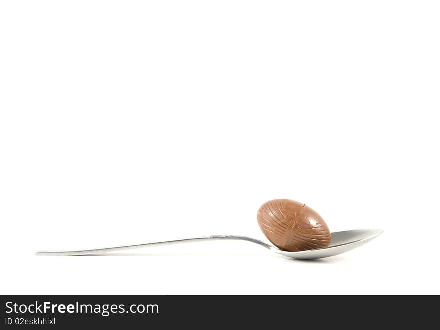 Chocolate easter egg in spoon