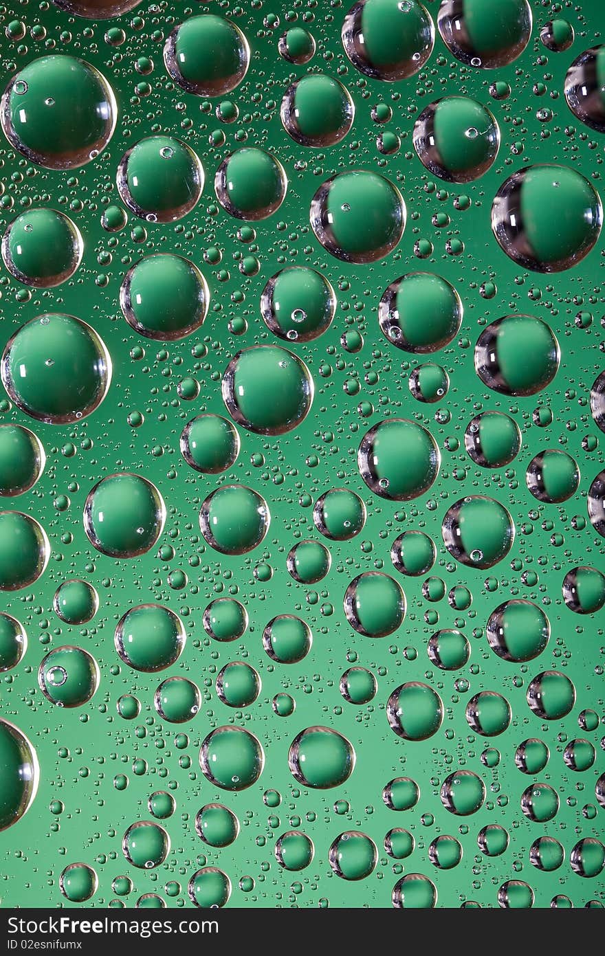 Green water drops background. Water collection. Green water drops background. Water collection.