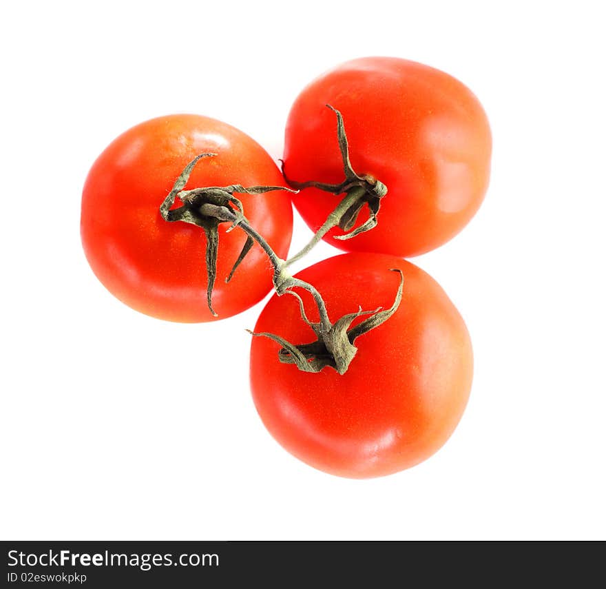 Three tomatos isolated