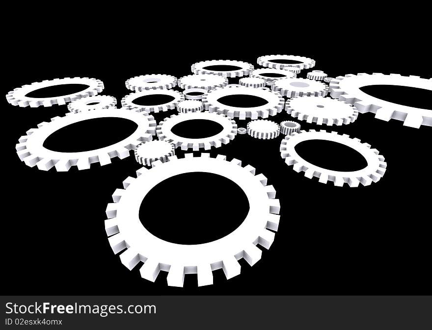 Conceptual scheme, many tooth-wheels. Conceptual scheme, many tooth-wheels