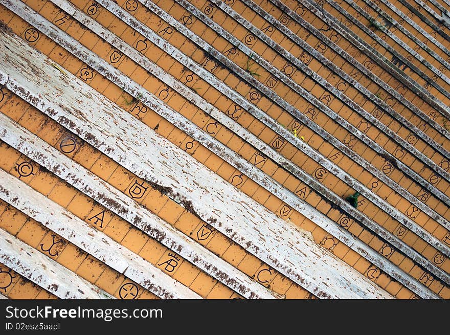 Details of the steps of the Plaza de Toros de Algeciras, Cadiz, Spain