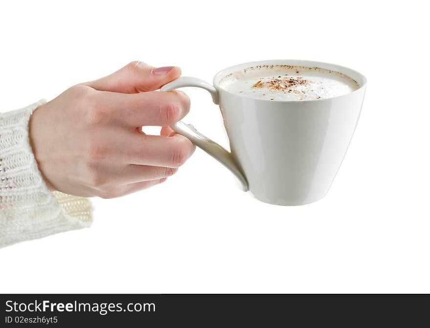 Coffee cappuccino isolated on white background. Coffee cappuccino isolated on white background