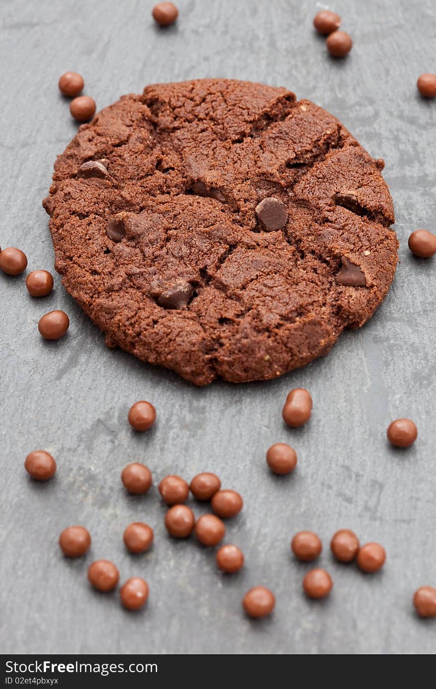 Chocolate chip cookie with small chocolate balls