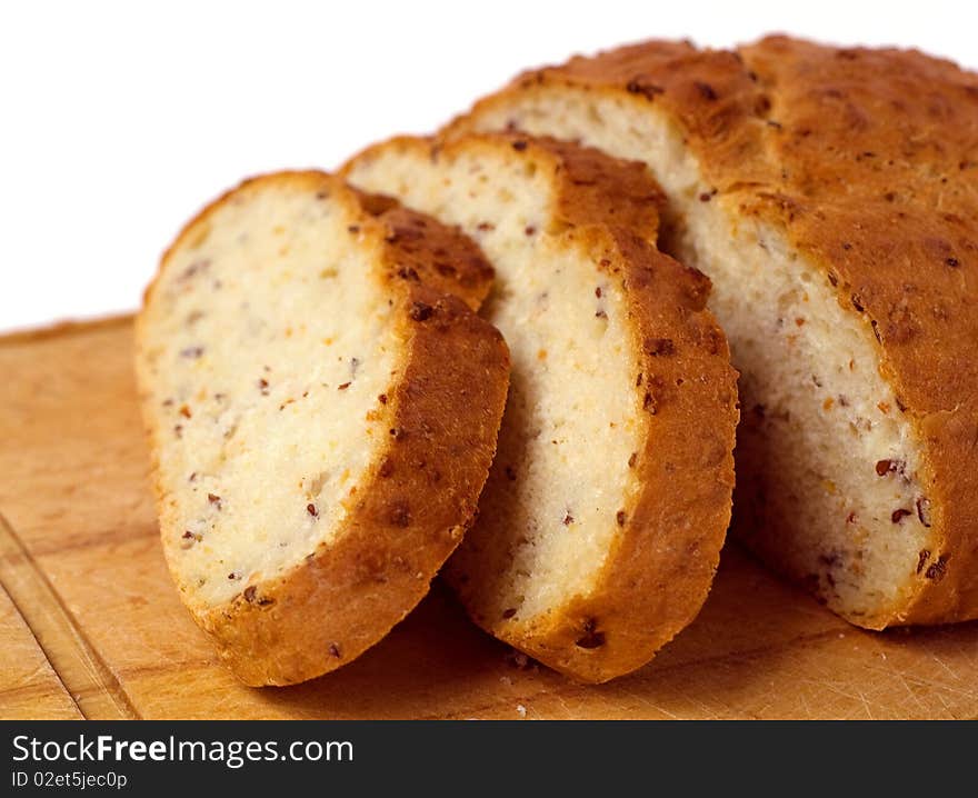 Fresh cut bread on the kitchen desk. Fresh cut bread on the kitchen desk