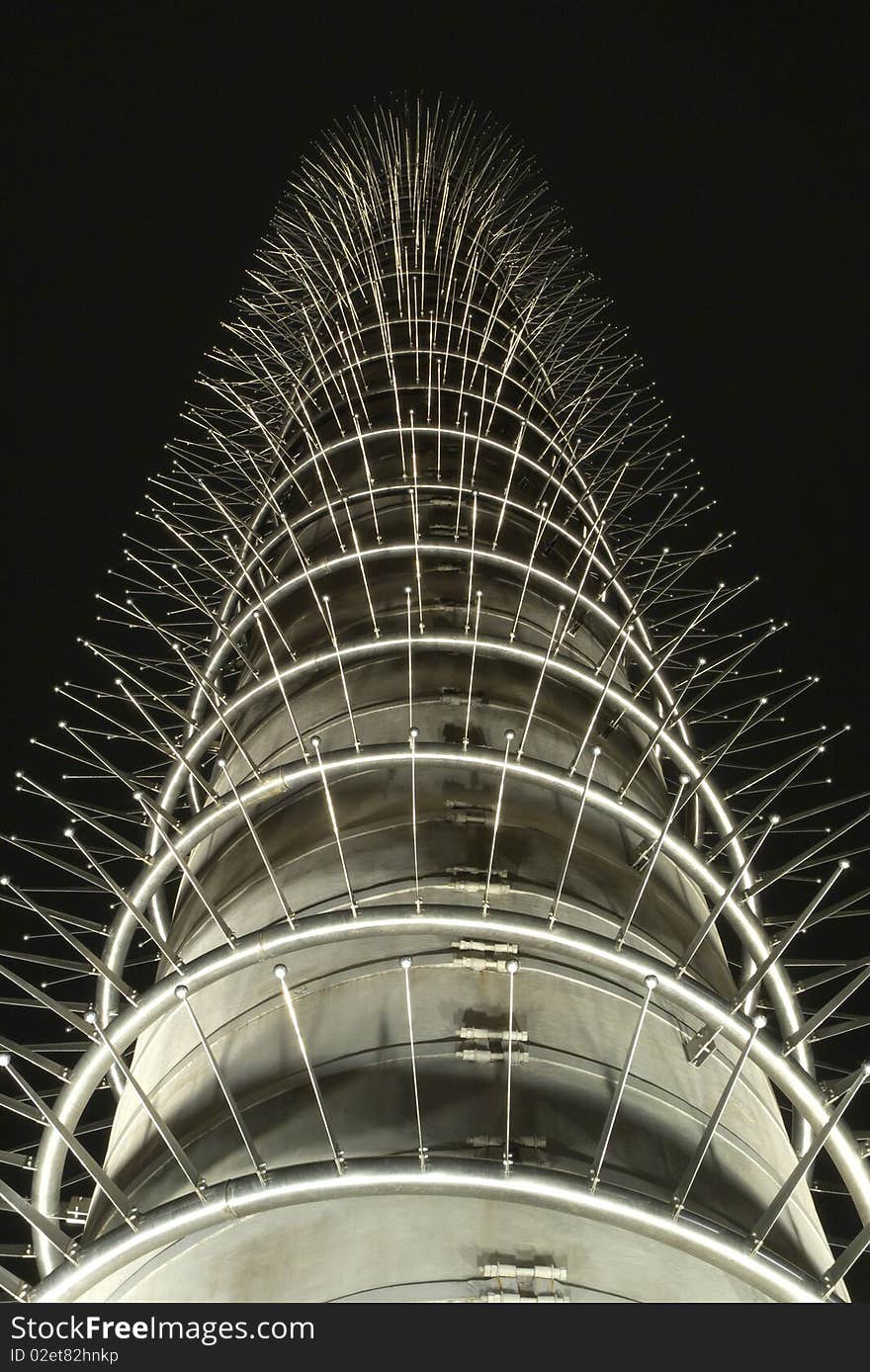 Church tower of the sacred heart in the night