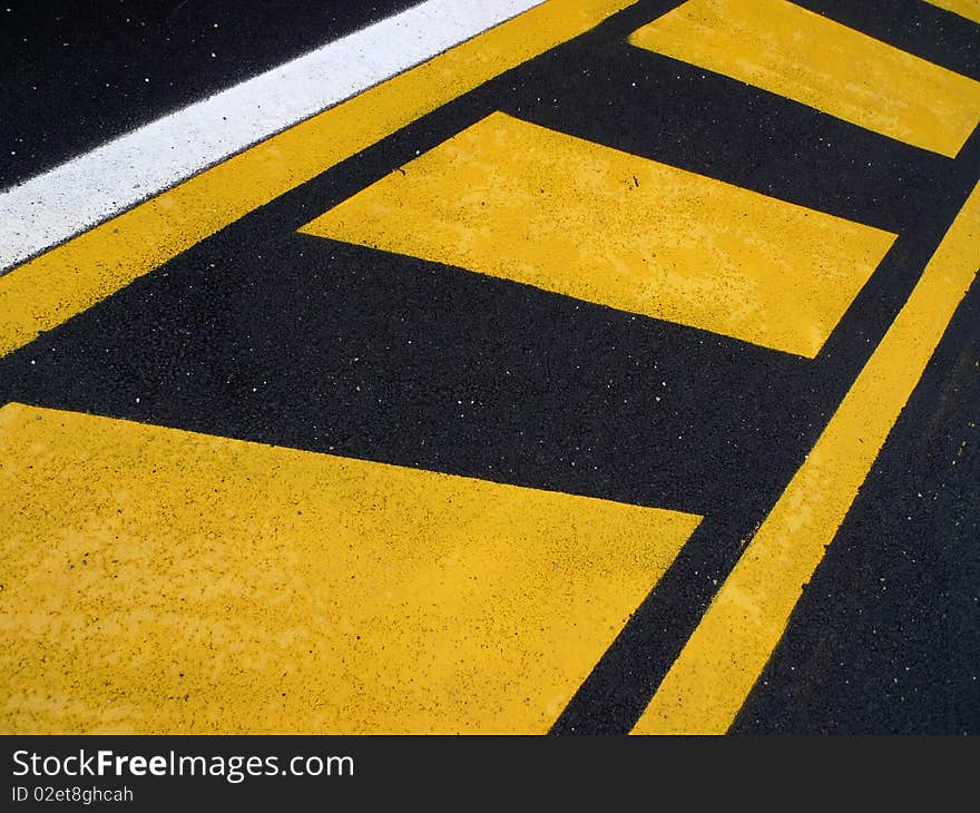 Yellow and white line  asphalt  walking in cities. Yellow and white line  asphalt  walking in cities