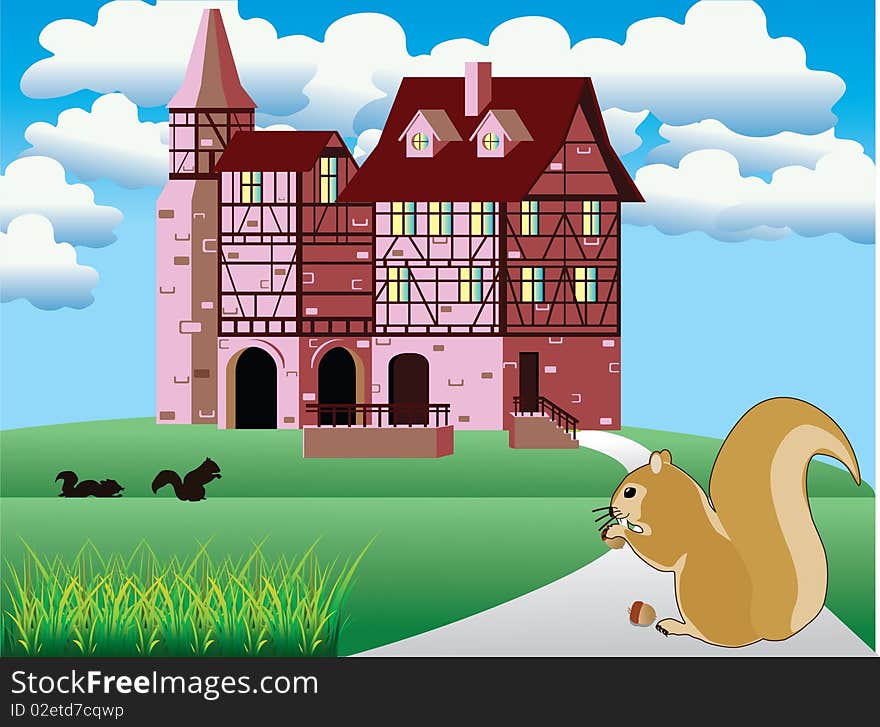 Vector illustration of a fairytale landscape