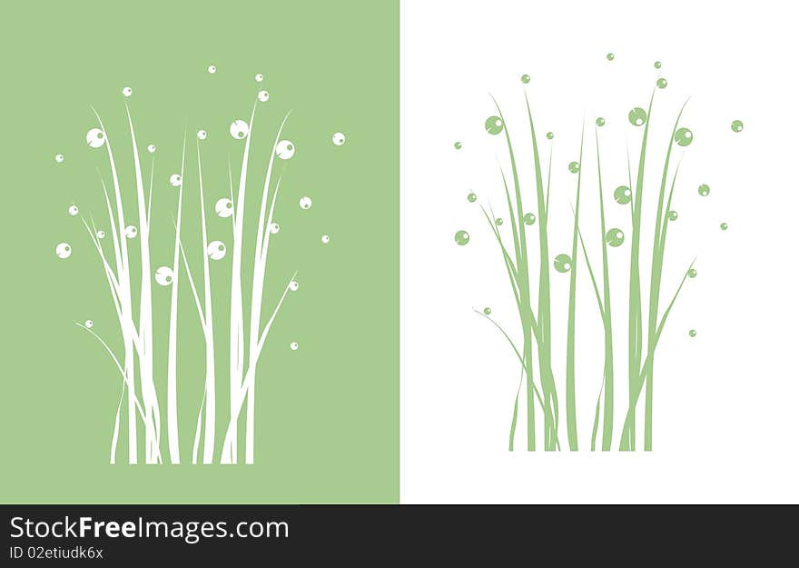 Green background with simple flowers. Green background with simple flowers