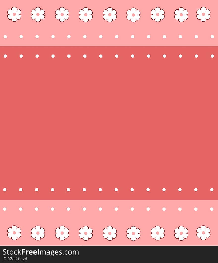 Flowers pattern border on pink background. Flowers pattern border on pink background