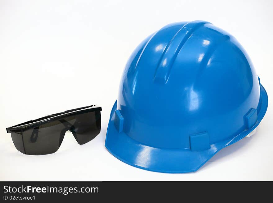 Helmet and points of a protection frame of safety precautions