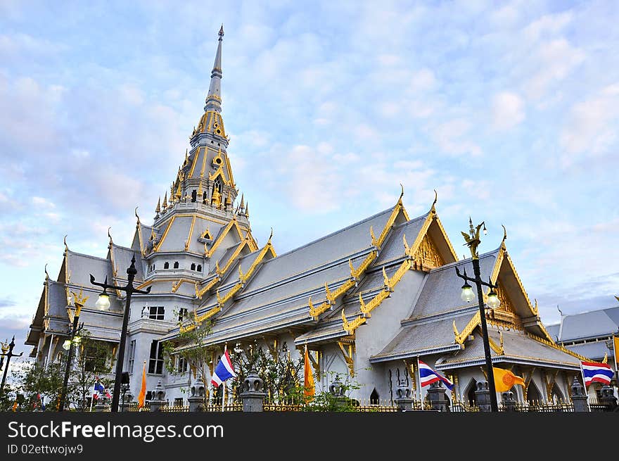 Thai temple with blue sky