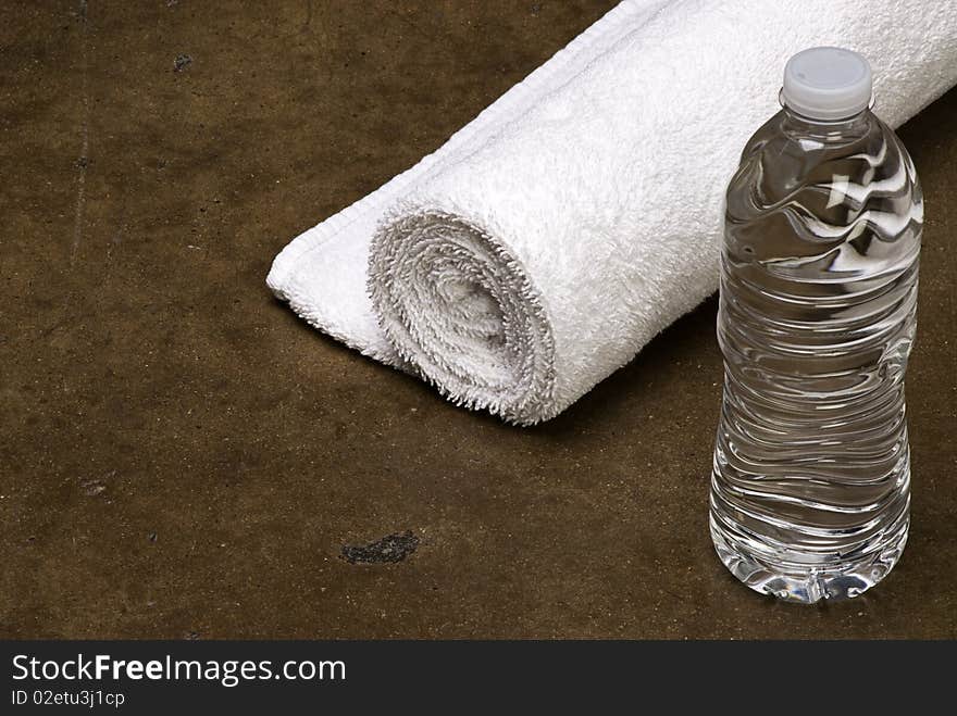 White Towel with bottle of water