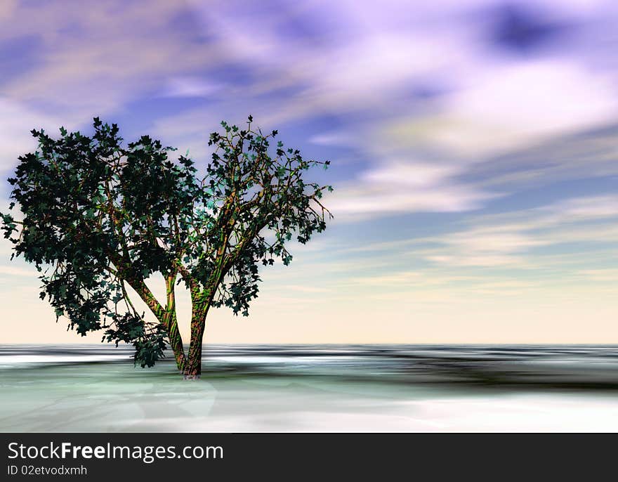 Abstract creative image single trees in the field