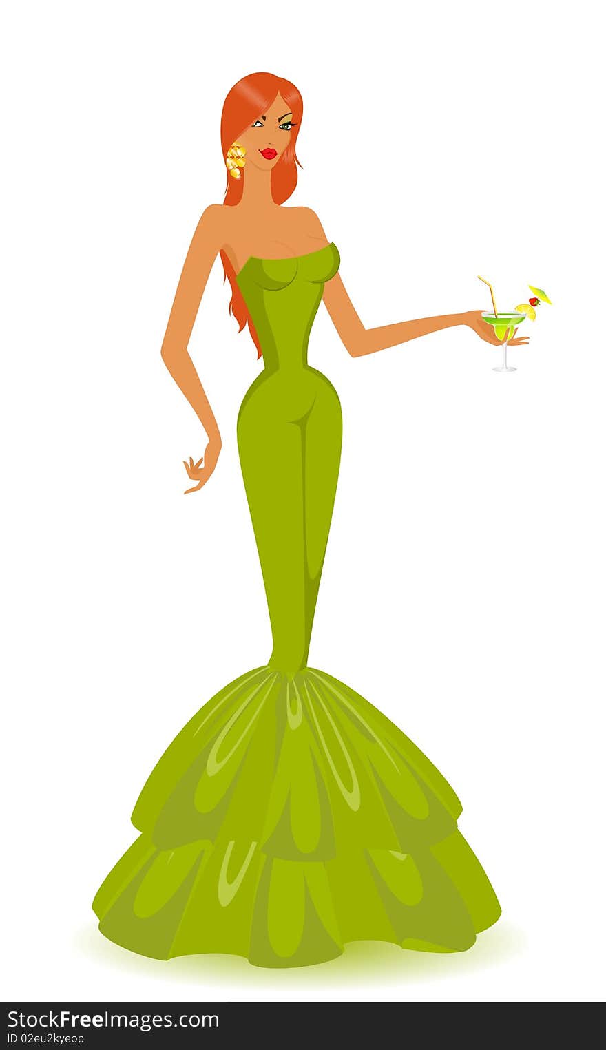 Beautiful woman in an evening dress with a cocktail in hands. Beautiful woman in an evening dress with a cocktail in hands