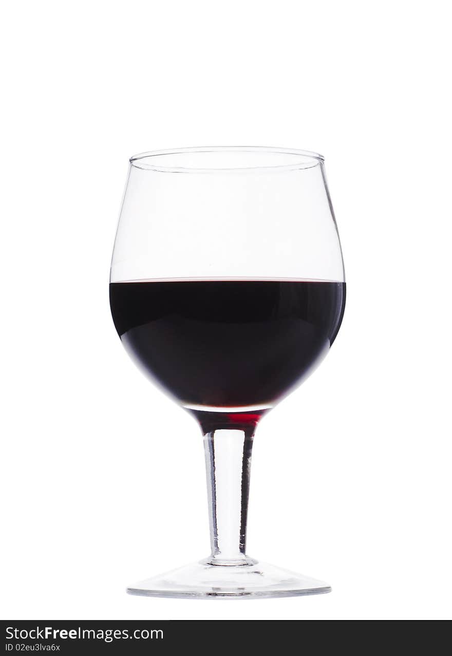 Glass with red wine on a white background