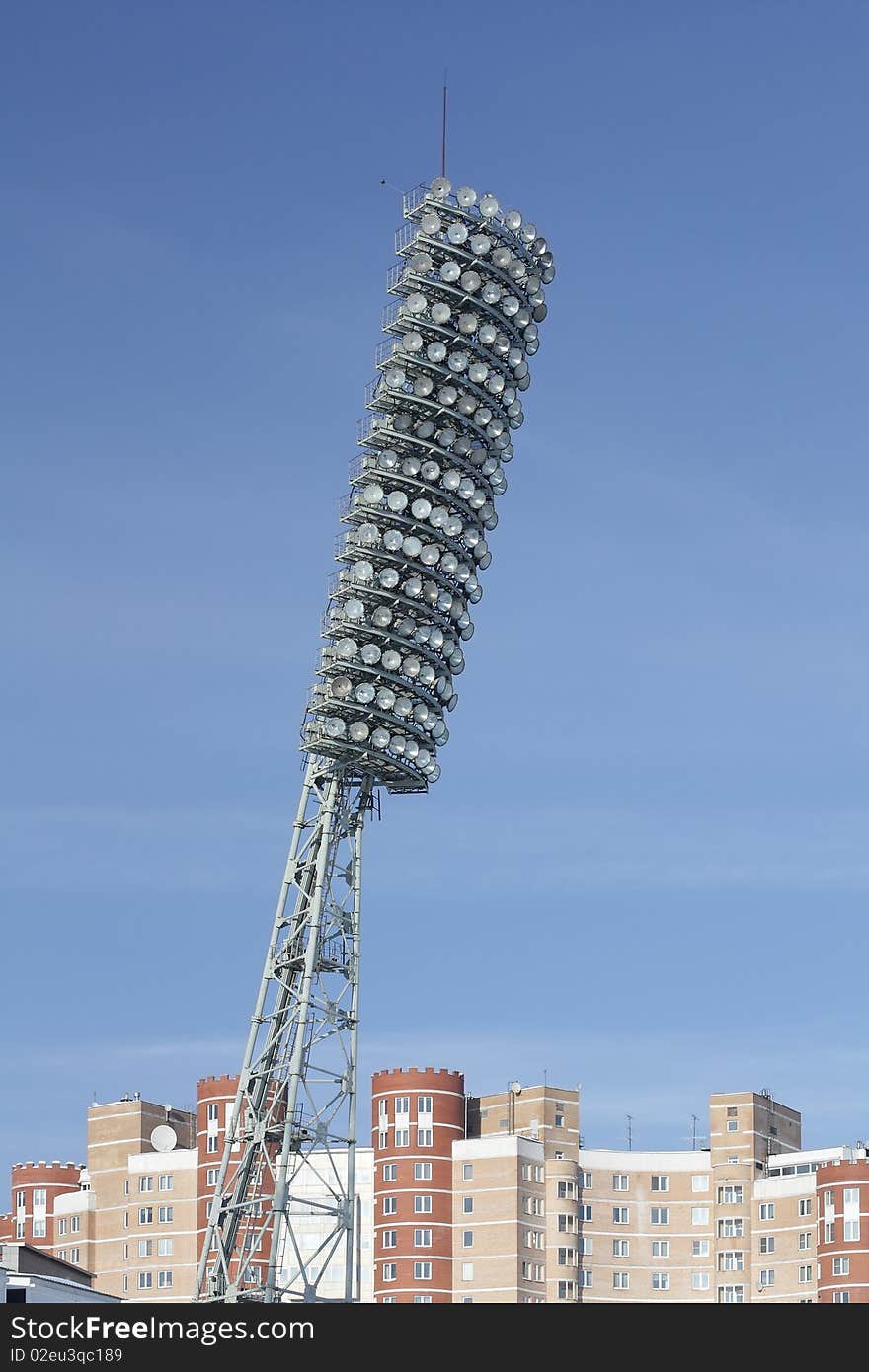 Lamp stadium on a clear blue sky