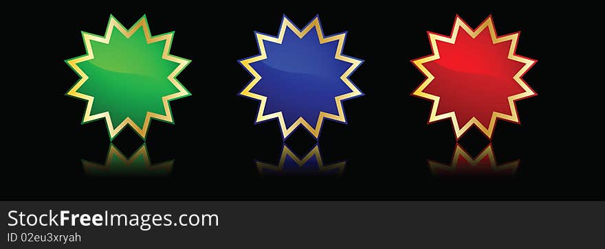 Vector popular color buttons star for internet. Vector popular color buttons star for internet