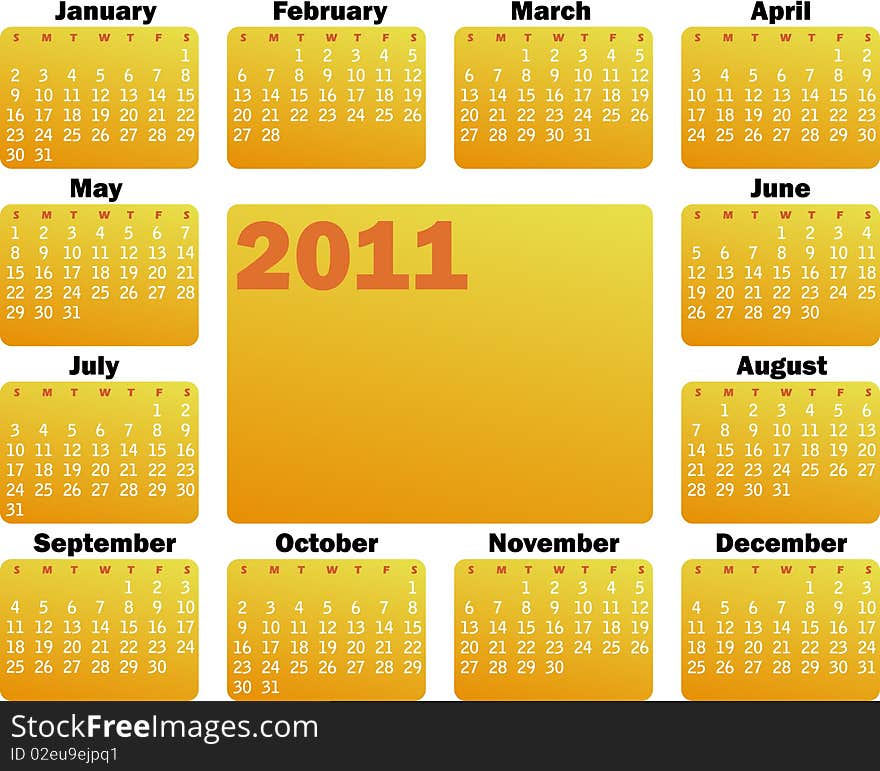 Calendar for 2011 orange red