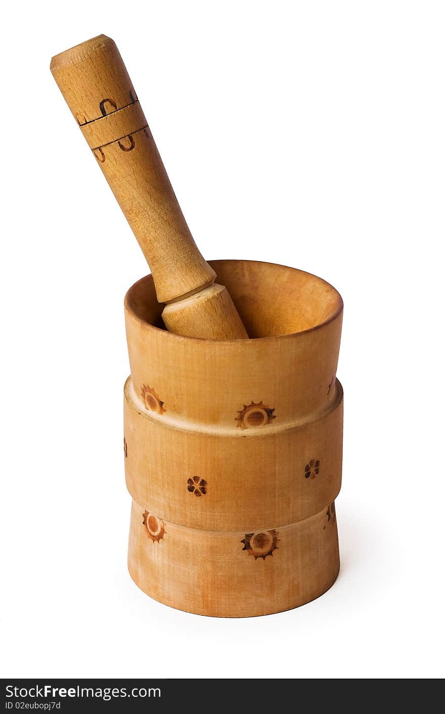 Wood mortar and pestle