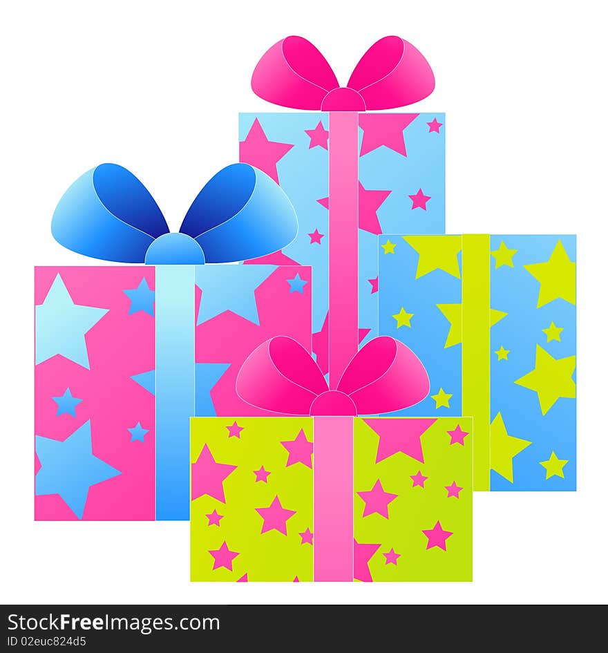 Drawing of beautiful gift box with bowknot