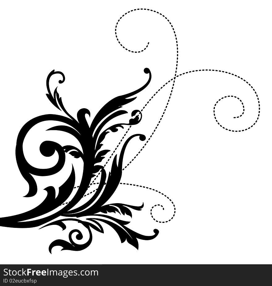 Illustration drawing of beautiful black leaves  pattern